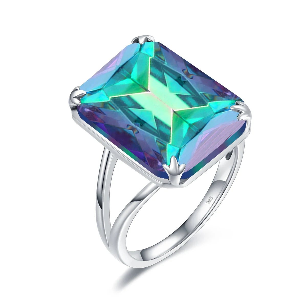 Damen-Amethyst-Ring aus 925er Sterlingsilber mit rechteckigem Stein 13x18 mm Feines Schmuckstück