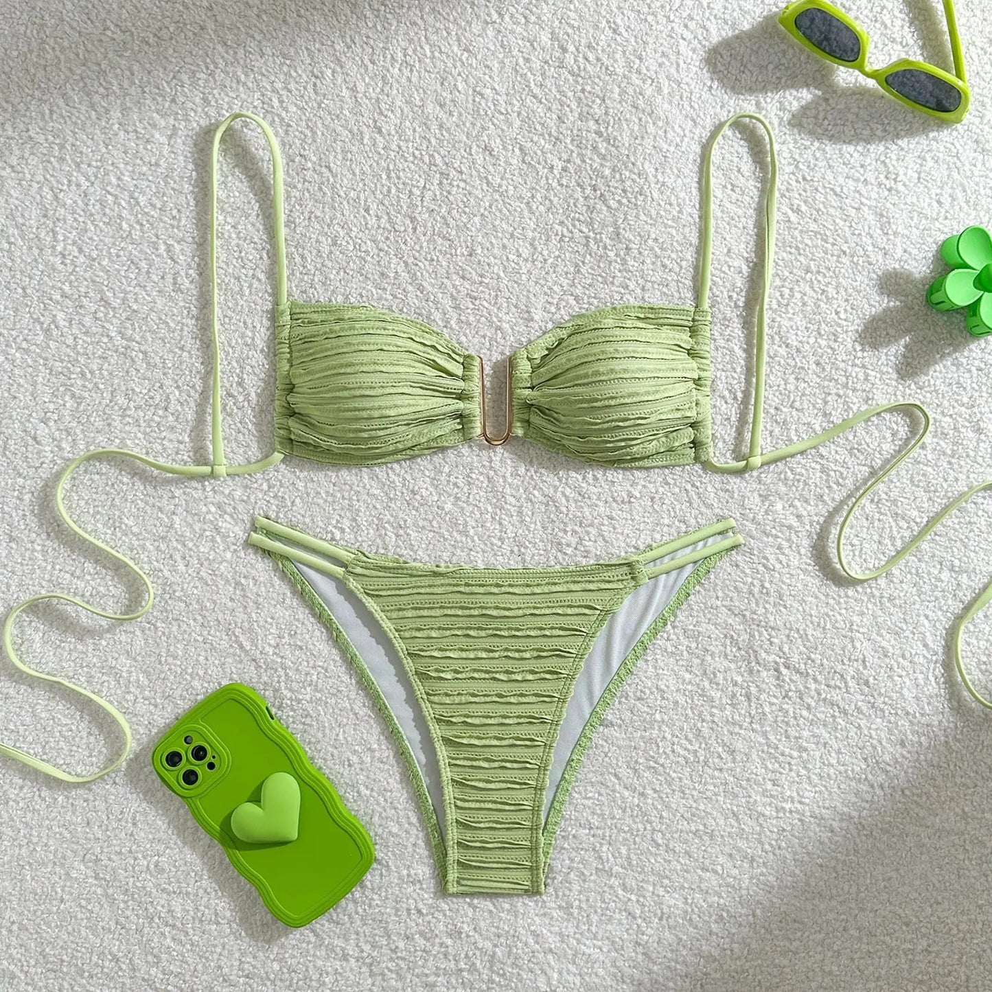 Gestreifter Bikini-Set für Damen – Sexy Bademode im brasilianischen Stil für Strand und Pool