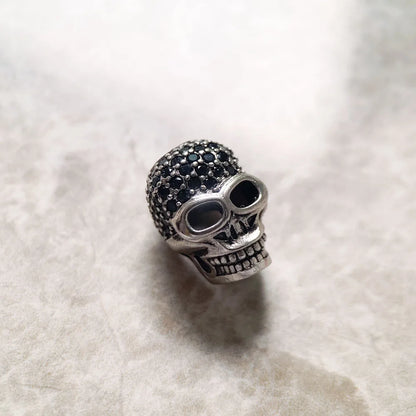 Damen-Charm-Anhänger Totenkopf Pflasterperle DIY Vintage aus Sterlingsilber