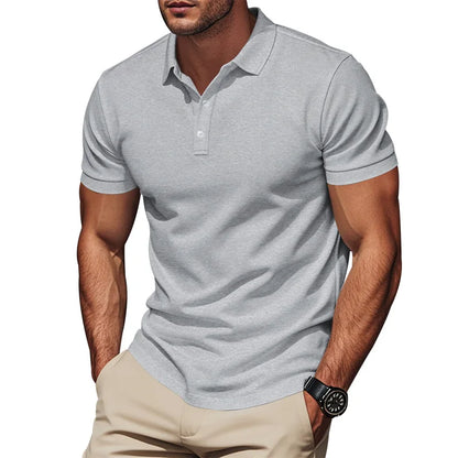 Langärmeliges Herren-Poloshirt mit Waffelstruktur und Knopfleiste – ideal für Freizeit und Urlaub