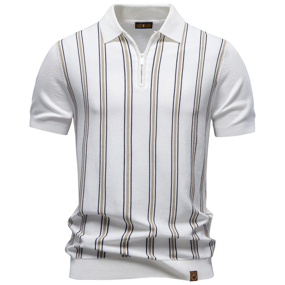 Herren Poloshirt Gestreift Old Money Elegant Atmungsaktiv