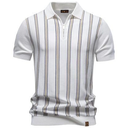 Herren Poloshirt Gestreift Old Money Elegant Atmungsaktiv
