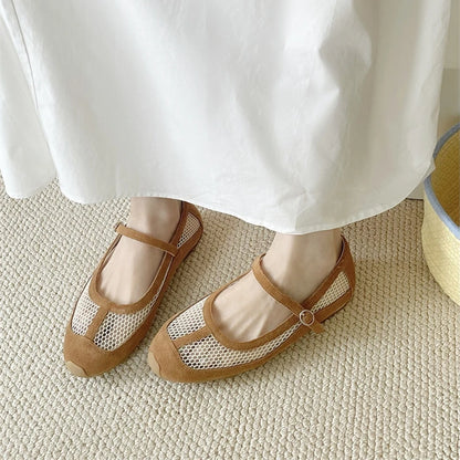 AIYUQI Damensandalen 2025, neue Mesh-atmungsaktive, rutschfeste Mary Jane-Damenschuhe, große flache Fischerschuhe für Damen
