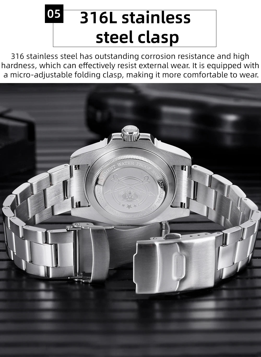 Herren Business-Automatikuhr 8215 Saphirglas 200m wasserdicht GMT Leuchtzeiger