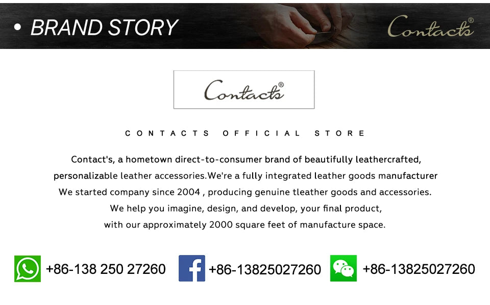 Contact's Markenstory mit Logo und Schriftzug „Contacts official store“