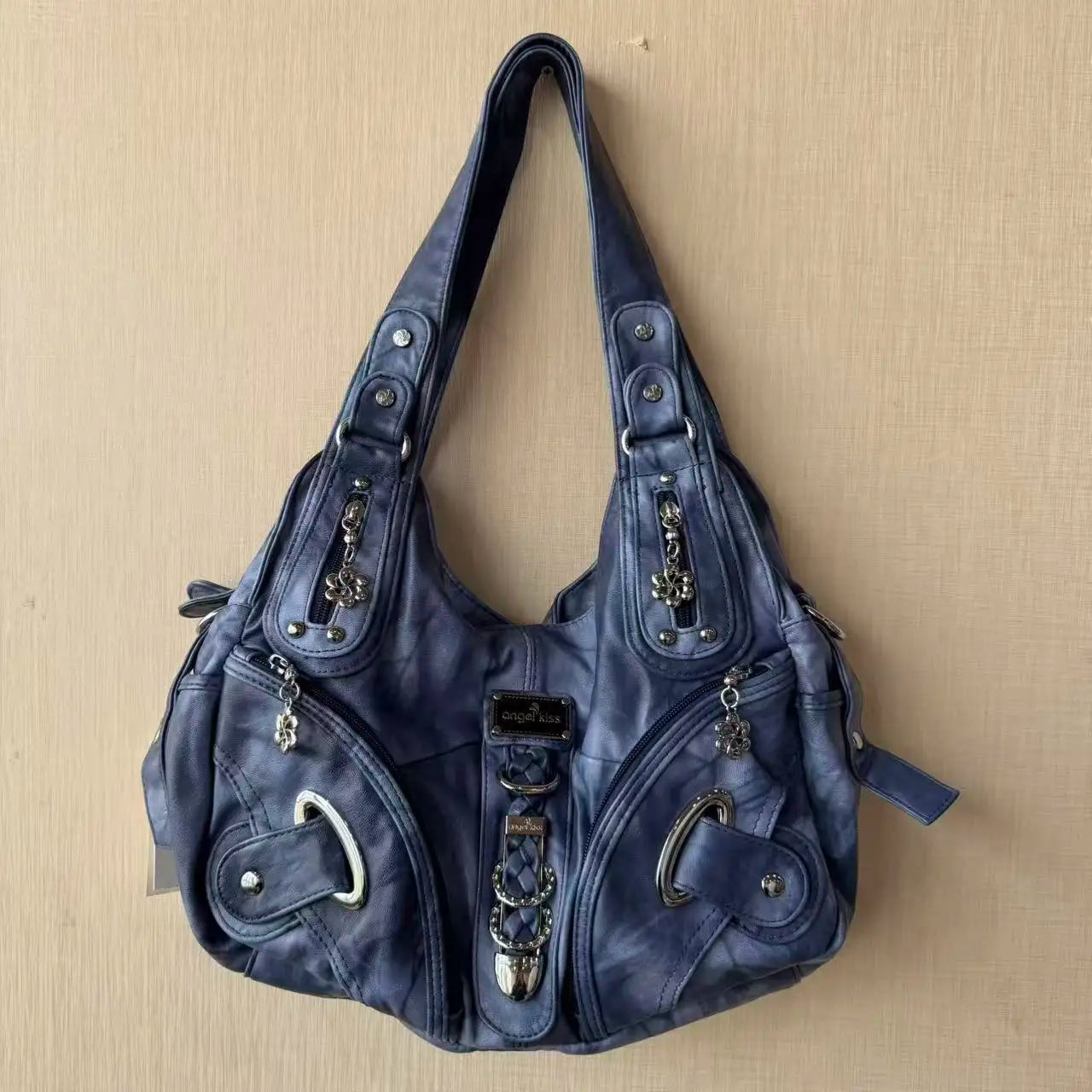 Damen-Schultertasche Mit Tie-Dye Muster Und Top-Handle Tragegriff Für Uni Und Alltag