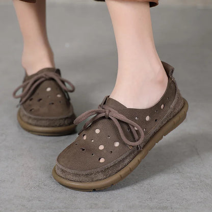 AIYUQI 2025, neue flache Damensandalen, rutschfeste Schnür-Loafer mit weichen Sohlen für Damen, Sommer-Strandschuhe mit großem Loch für Damen