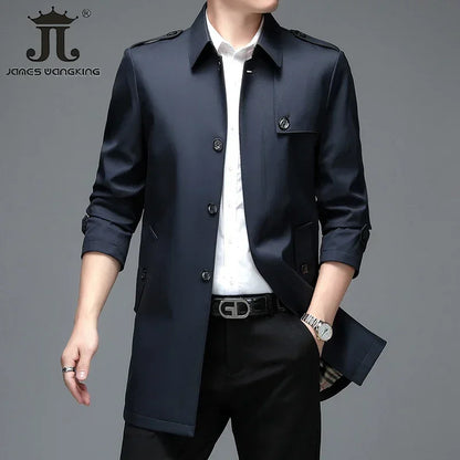 Langer Trenchcoat für Herren – Leichtmantel für Frühling & Herbst