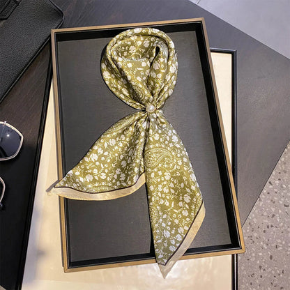 Damen Seidensatin Schal quadratisch Blumenprint Kopftuch Bandana Hijab K