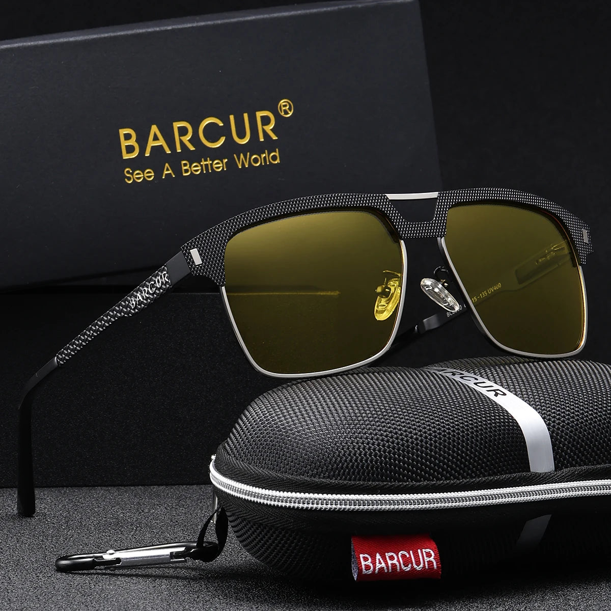 Sonnenbrille quadratisch großer Rahmen Edelstahl polarisiert Unisex