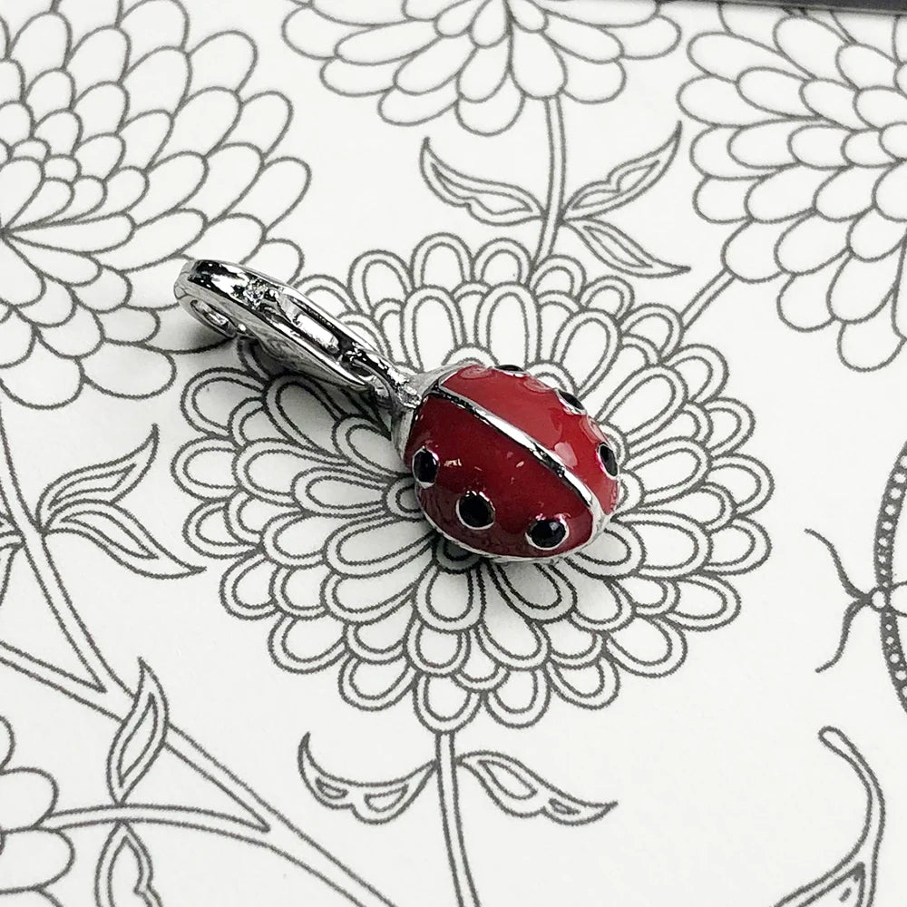 Damen-Charm-Anhänger Marienkäfer rot süß Glück aus Sterlingsilber