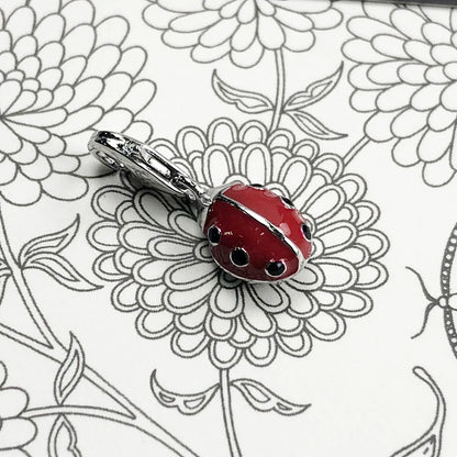 Damen-Charm-Anhänger Marienkäfer rot süß Glück aus Sterlingsilber