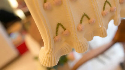 Mädchen Gestrickte Weste mit niedlicher Blumen-Farbblock-Design für Herbst 0-4 Jahre
