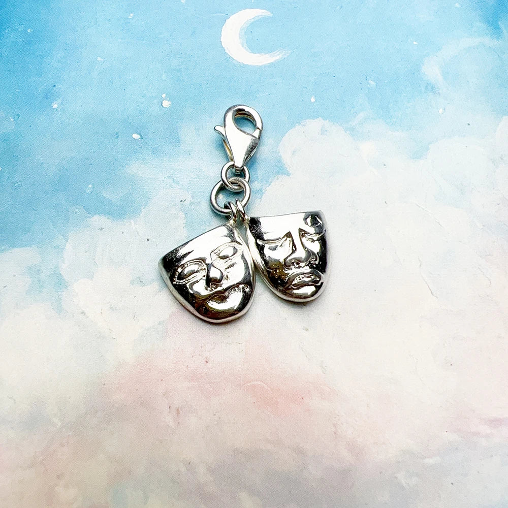Damen-Charm-Anhänger Theatermasken Vintage II aus Sterlingsilber