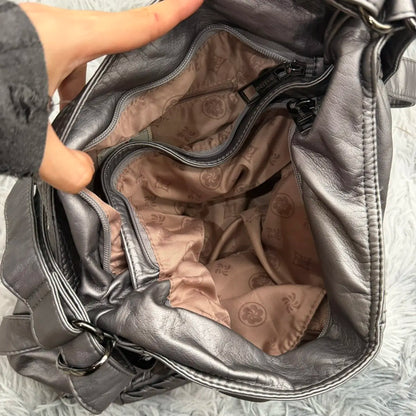 Damen-Schultertasche aus PU mit Mehrfachfächern und verstellbarem Schulterriemen Top-Handle-Design