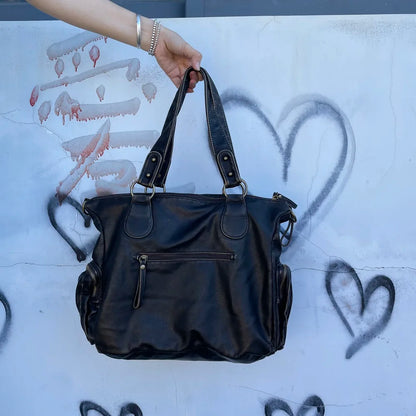Damen-Handtasche Vintage-Stil aus Soft-PU Bronzefarben Große Tote-Tasche Schulter- und Umhängetasche