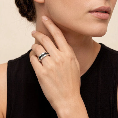 Damen-Ring Eternity klassisch schwarz aus Sterlingsilber
