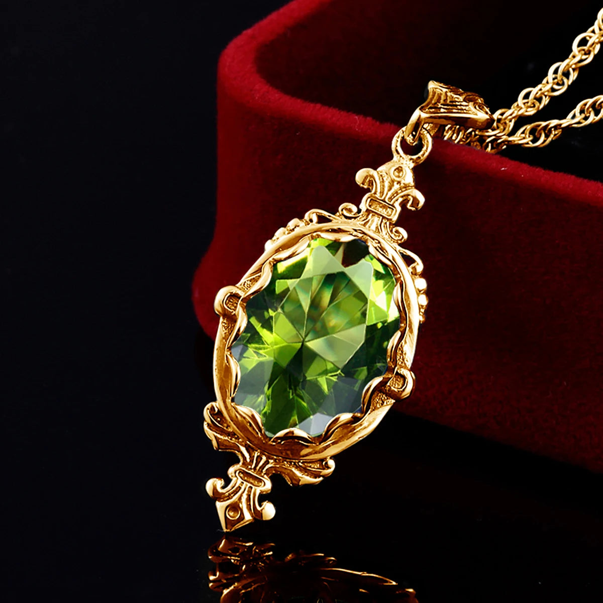 Damen-Ovaler Peridot-Anhänger aus Silber 925 im Boho-Stil für Alltag und festliche Anlässe