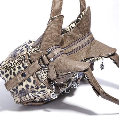 Damen-Handtasche Leopard-Print Großes Fassungsvermögen Schultertasche Top-Handle Vielseitiger Alltagsbegleiter
