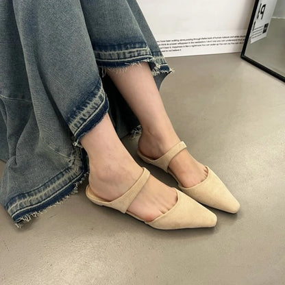 AIYUQI Frauen Maultiere 2025, Frühjahr Neue Closed Toe Frauen Maultiere Spitz Halbe hausschuhe Für Frauen Niedrigen absätzen Mode weibliche Hausschuhe