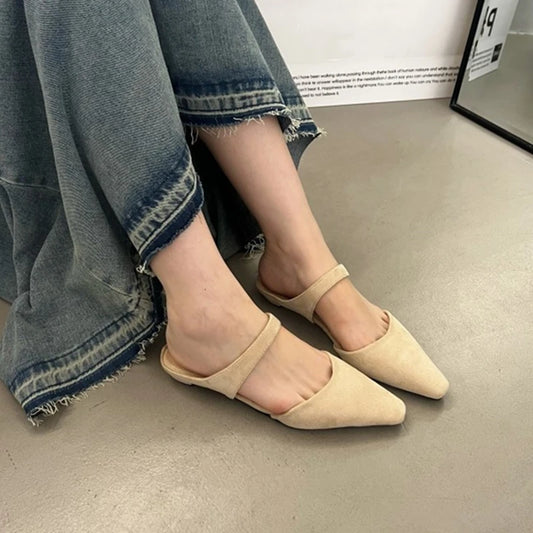 AIYUQI Frauen Maultiere 2025, Frühjahr Neue Closed Toe Frauen Maultiere Spitz Halbe hausschuhe Für Frauen Niedrigen absätzen Mode weibliche Hausschuhe