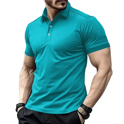 Herren-Poloshirt mit Brusttasche und kurzen Ärmeln in einfarbigem Design – ideal für den Sommer