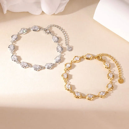 Damen-Gliederarmband mit Zirkonia aus Edelstahl