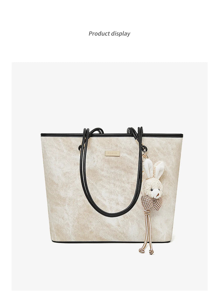Damen Schultertasche Aus PVC-Leder Mit Reißverschluss Und Anhänger
