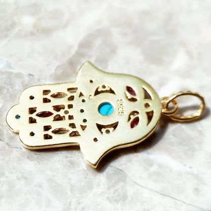 Damen-Anhänger Hand Fatima Chakra Lotus Bohemia aus Sterlingsilber