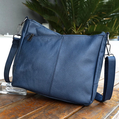 Damen-Schultertasche aus Leder schwarz großzügige Kapazität mit Reißverschluss Innenfach Alltagsbegleiter