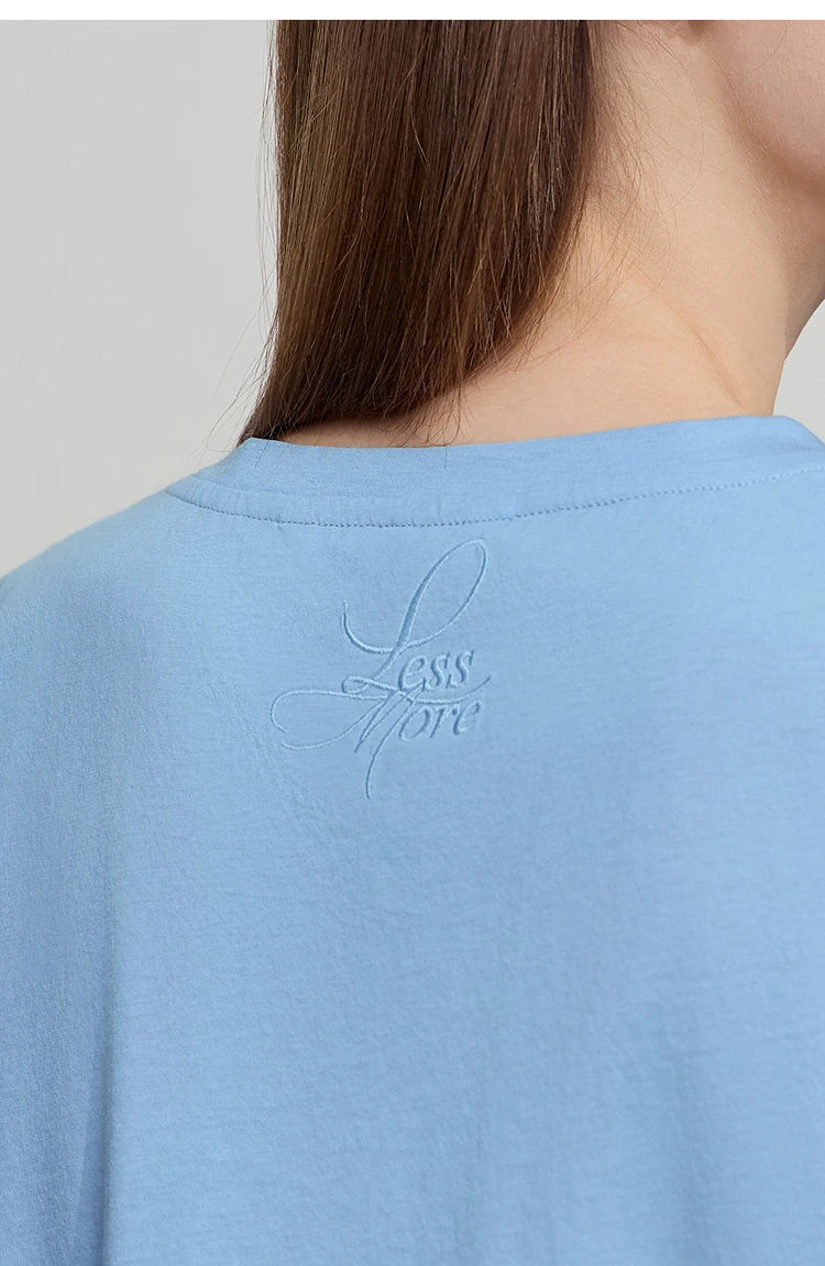 Damen Top im minimalistischen Stil aus einfarbiger mercerisierter Baumwolle