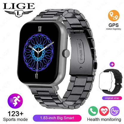 LIGE Multifunktions-Smartwatch für Männer und Frauen, Bluetooth, Anruf, Nachricht, Erinnerung, Sport, Schritt, Kalorien, Smartwatch, Weihnachtsarmband