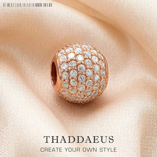 Damen-Charm Perle rosa Pavé Roségold aus Sterlingsilber