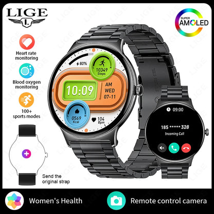 LIGE 2024 1,43" HD AMOLED Smart Watch DAMEN Herzfrequenz Blutsauerstoffmonitor Damen Gesundheit Smartwatch FÜR Xiaomi IOS Damen Geschenk