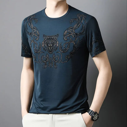 Herren T-Shirt aus feinem Wollstoff mit lässigem Rundhalsausschnitt