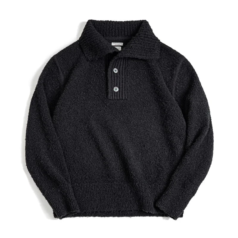 Herren Strickpullover mit Umlegekragen aus schwerem Schlaufengarn für Herbst und Winter