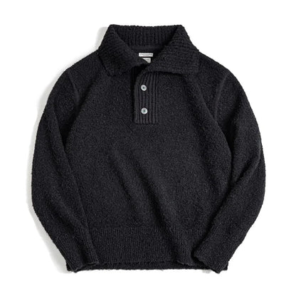Herren Strickpullover mit Umlegekragen aus schwerem Schlaufengarn für Herbst und Winter