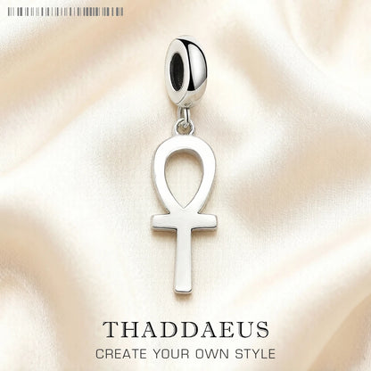 Anhänger mit Ankh- und Lebenskreuz-Design aus silberfarbenem 925er Sterlingsilber