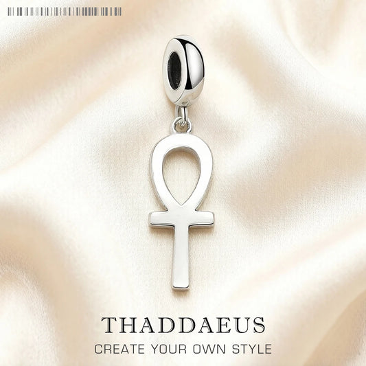 Anhänger mit Ankh- und Lebenskreuz-Design aus silberfarbenem 925er Sterlingsilber