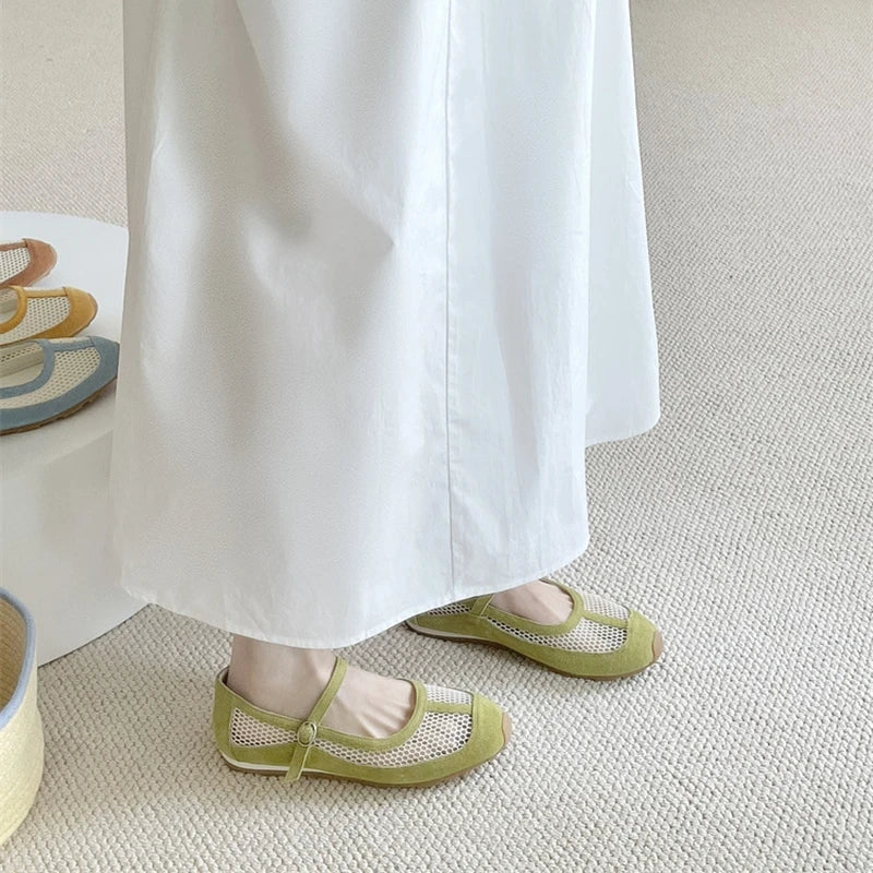 AIYUQI Damensandalen 2025, neue Mesh-atmungsaktive, rutschfeste Mary Jane-Damenschuhe, große flache Fischerschuhe für Damen