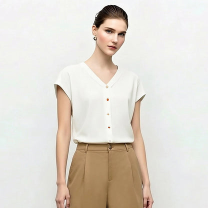 Damen V-Ausschnitt Cardigan Crop Kurzarm Viskose Sommer