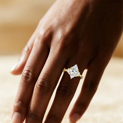 Damen-Verlobungsring aus Moissanit mit GRA Zertifikat, Marquise-Schliff, 3 Karat, 7x14 mm