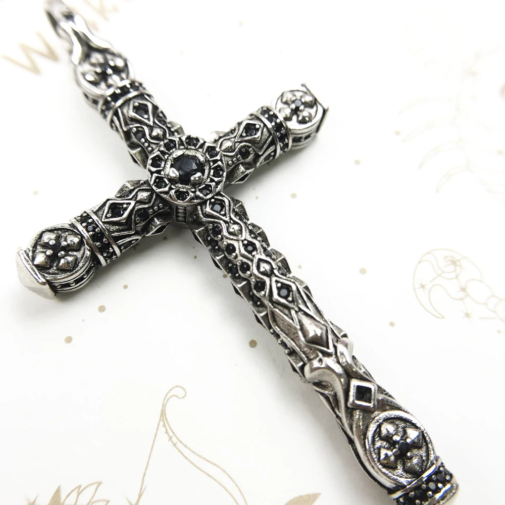 Damen-Charm-Anhänger Kreuz und Krone majestätisch aus Sterlingsilber