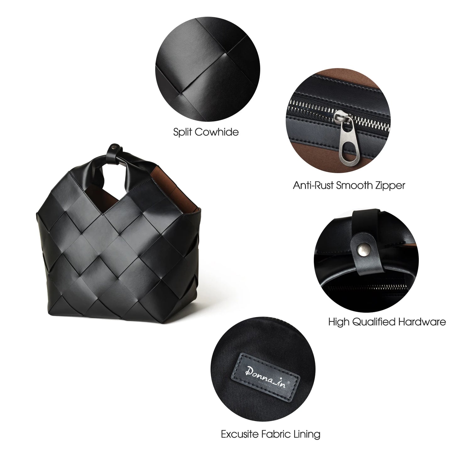 Gewebte Spaltleder Handtasche | Casual Tote Mit Schultergurt