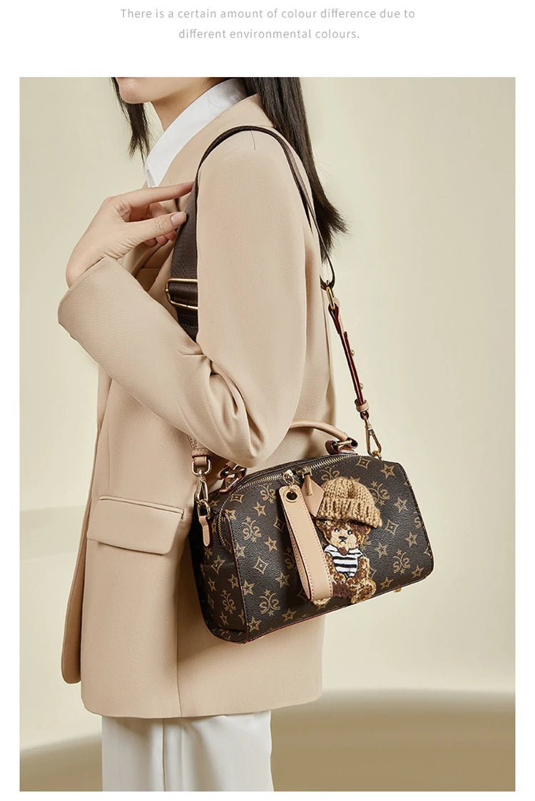 Damen Handtasche aus PU-Leder im Boston-Stil mit verstellbarem Tragegurt
