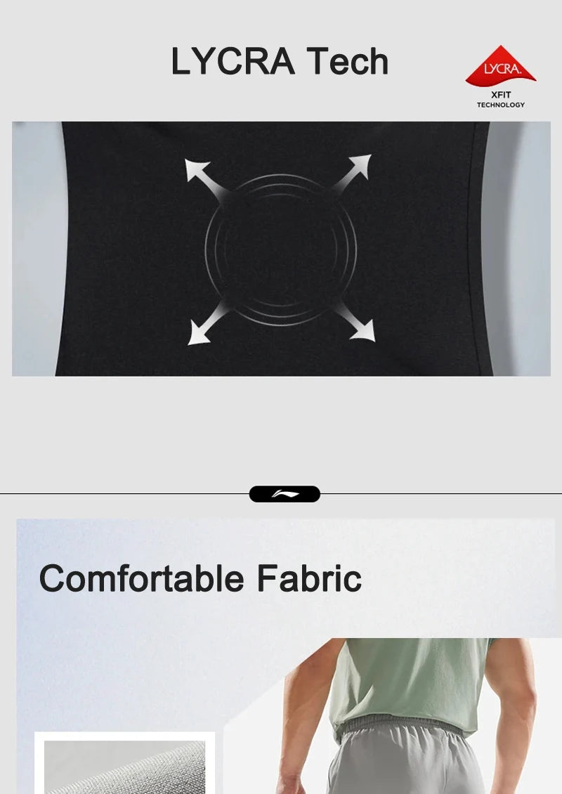 Trainingshorts LYCRA Tech, schwarzes Shirt mit Stretchgrafik