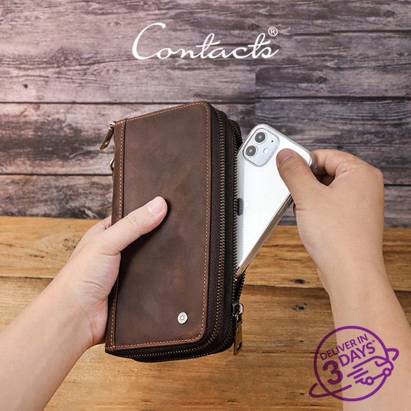 Herren Echtleder Clutch Vintage Business Geldbörse Kartenhalter Reise Büro Geschenk