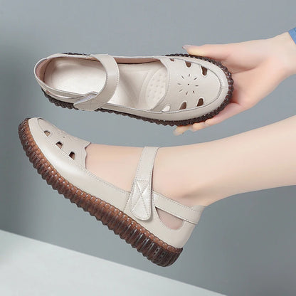 AIYUQI 2025 neue frauen sandalen Flache sohlen nicht-slip hohl frauen schuhe Sommer große-größe weibliche sandalen