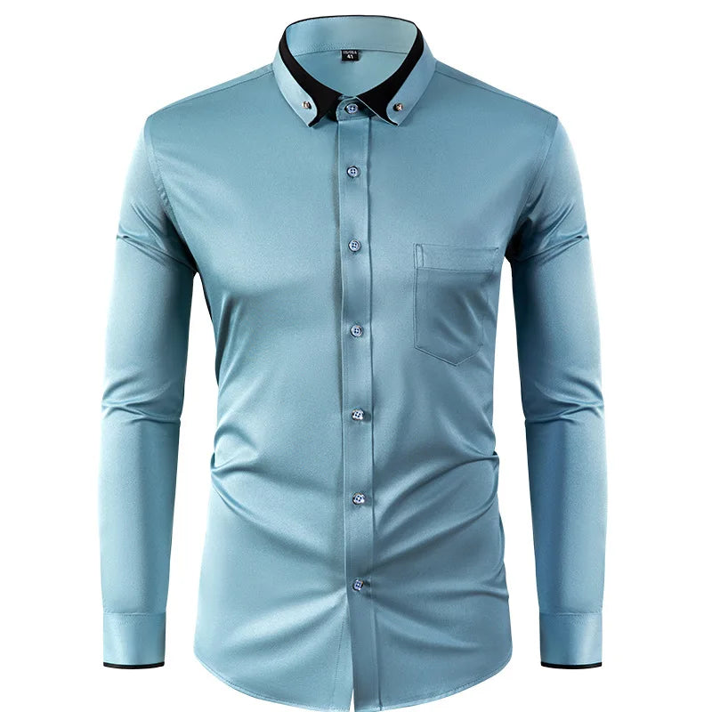 Kurzärmeliges Herrenhemd im koreanischen Stil mit modischem Print und Stickerei – ideal für den Sommer.