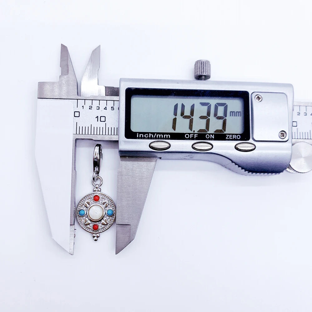 Damen-Charm-Anhänger bunte Verzierung Glück Vintage aus Sterlingsilber